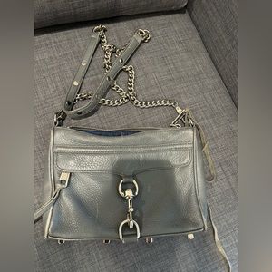 Rebecca Minkoff Crossbody 9”x6.5” Grey leather silver hardware